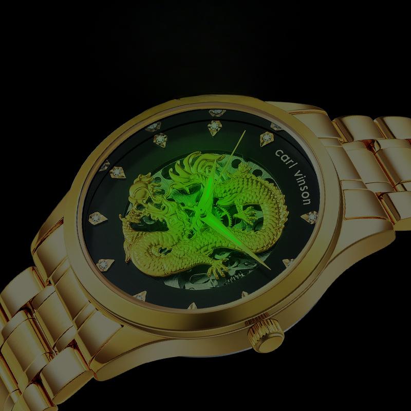 Men's Automatic Mechanical Watch Dragon Element Hollowed Out Waterproof Glow-in-the-dark Men's Watch