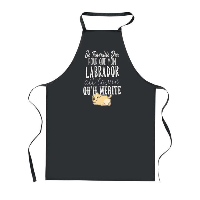 Tablier de cuisine - PLANETEE - Labrador - Noir - 90x60 cm - Impression France