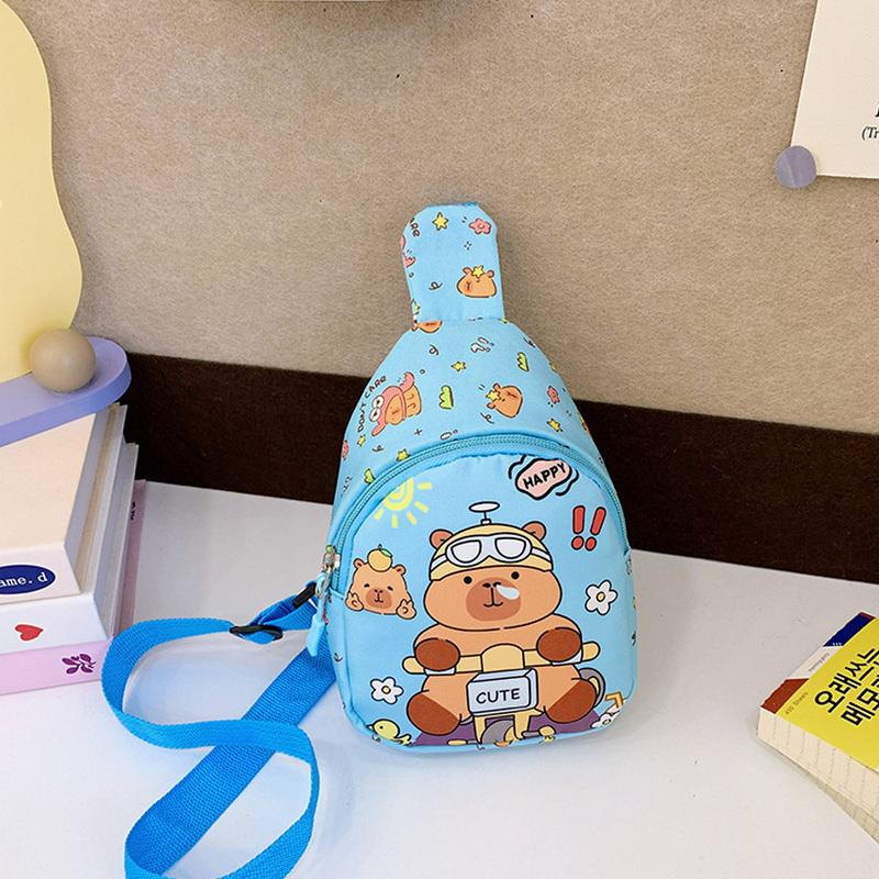 Cartoon Capybara Backpack Crossbody Bag Cute Printed Chest Bag  Storage Bag For Kids Portable Gift For Girls Boys
