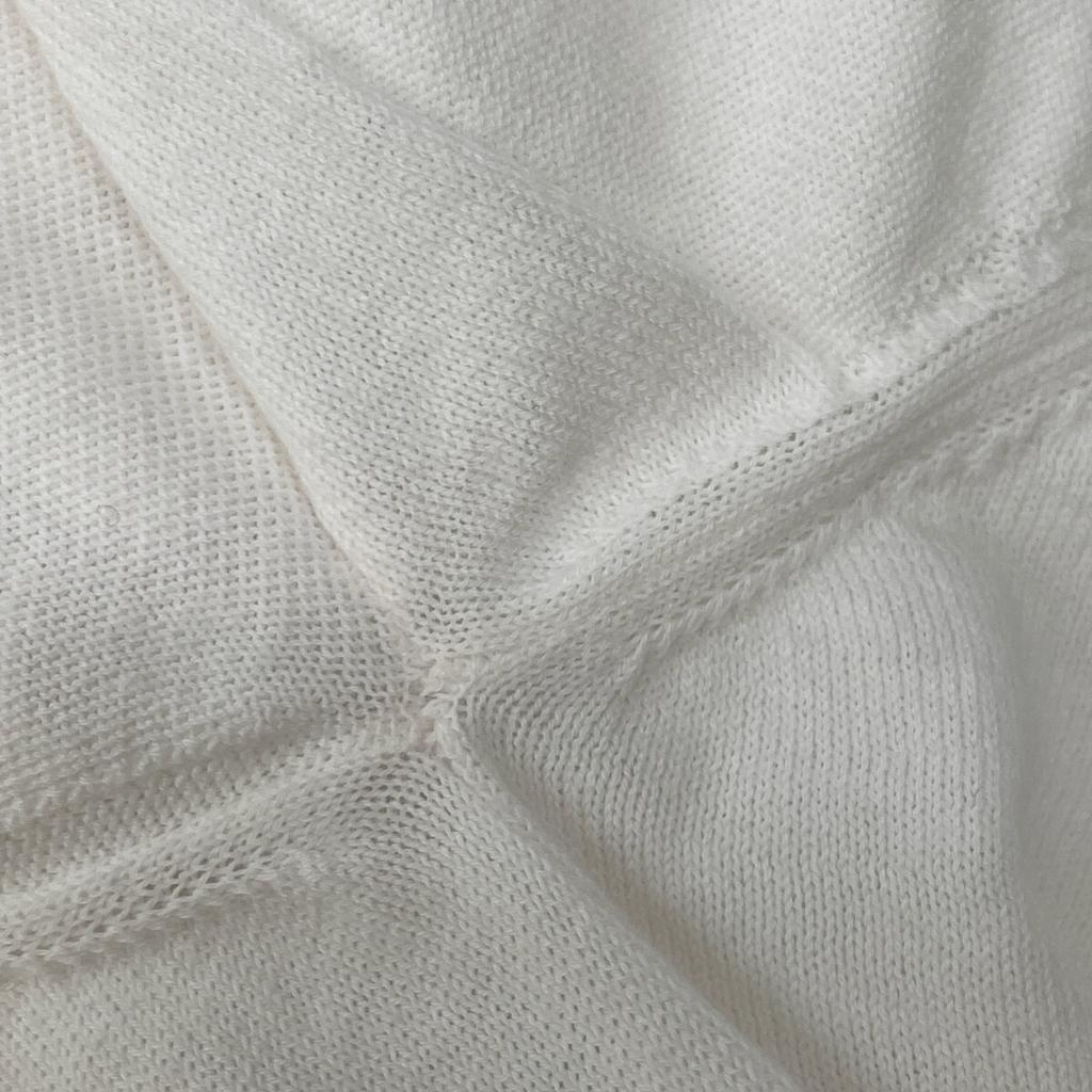Hermes White Wave Embossed Half Sleeve Pullover Knit Tops S whiteUsed
