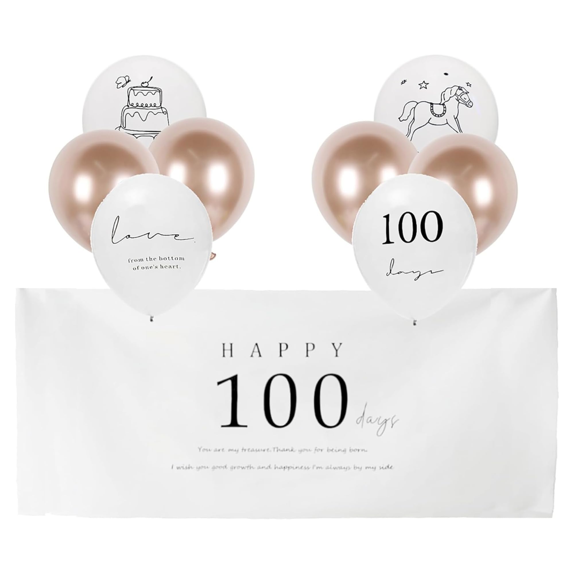 

NASSIA 100th Day Anniversary Decoration Set, 9-Piece Set, Balloons, Birthday Decorations, Gift (Type A)