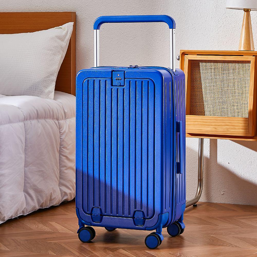 Free Shipping: 20-inch & 24-inch Front-Opening Multifunctional Trolley Suitcases with Wide Handles