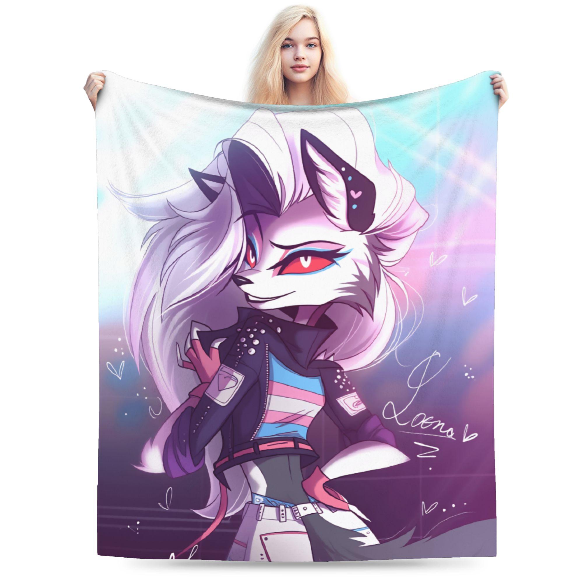Soft Blanket Boy Girl Camping Loona Throw Blanket Helluva Boss Flannel Bedspread For Living Room Comfortable Sofa Bed Cover 30x40in