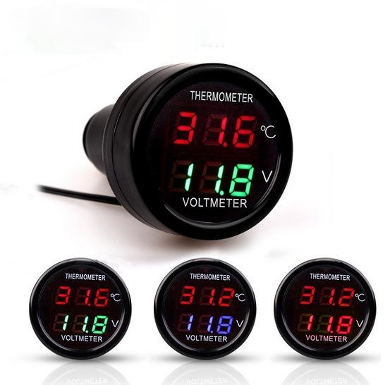 

Універсальний USB автомобільний зарядний пристрій для позашляховика, подвійний адаптер 12 В 24 В, цифровий вольтметр, термометр 2 в 1, монітор автомобільного акумулятора, вольтметр, вимірювач температури червоний/синій