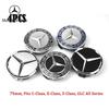 C200 E300 2026 Heiß 4 Stück/Set 75mm Auto Radnabenkappen Abdeckung Dekoration Zubehör für Mercedes Benz B/C/E/S-Klasse A-Klasse
