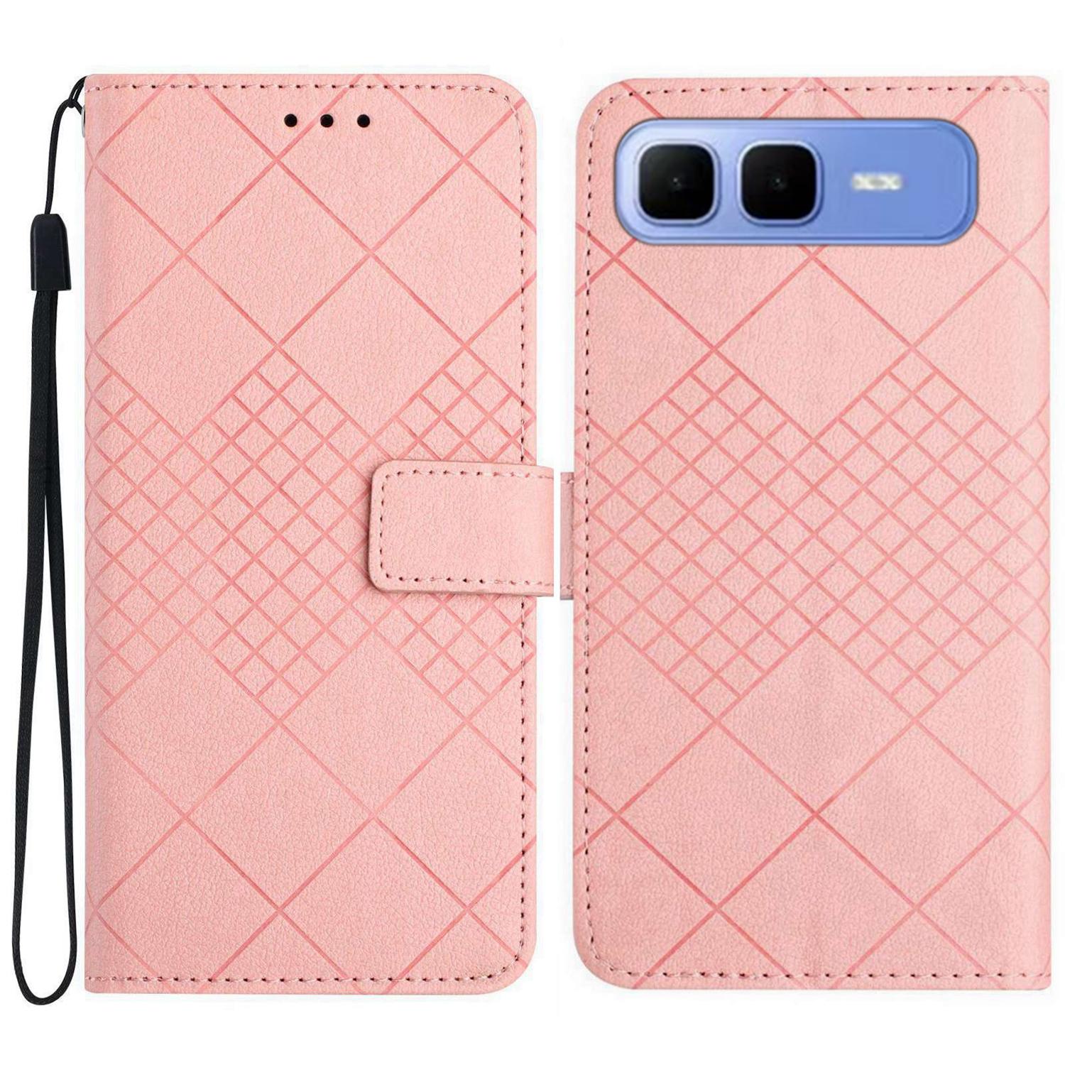 

For Infinix Smart 10 Plus Case Wallet Imprint PU Leather Flip Folio Phone Cover Pink