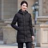 Teluoman Women's Black Mid-Length Hooded Padded Jacket