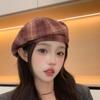 Street Style Plaid Beret Hat Y2K Octagonal Hat Simple Painter Hat  Winter