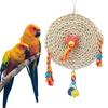 Pet   Non Toxic Straw Plaited Wood Block Chewing Biting Hanging Swing Toy Bird Cage Accessories(S )