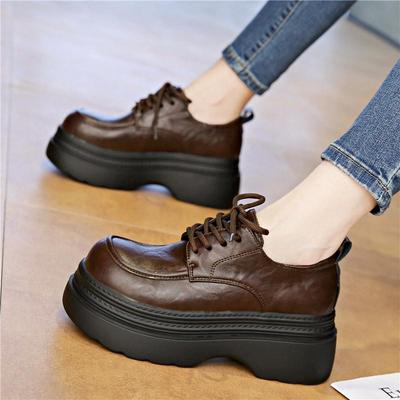 Petite British Retro Thick-Soled Leather Loafers for Women, Height-Enhancing, Versatile Style, 2025 Edition