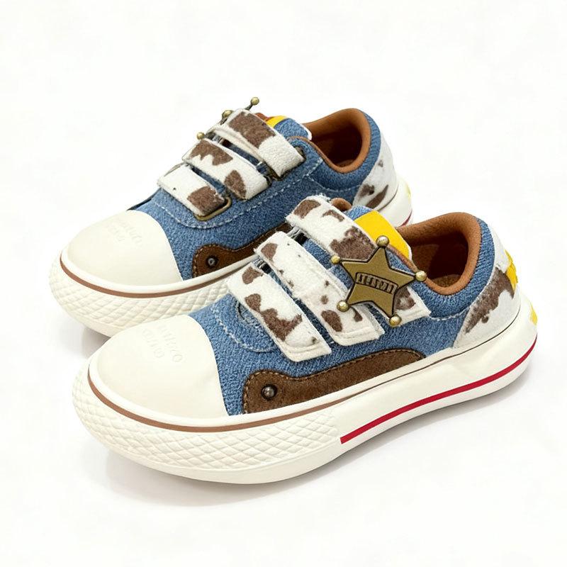 Star Big Head Shoes Women's Spring and Autumn New National Cartoon Platform Couple Denim Mickey Canvas Shoes Women