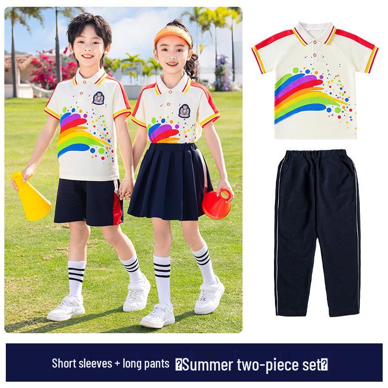 2025 Neuer Stil Buntes Akademisches Kinder Sommer Sportuniform Set