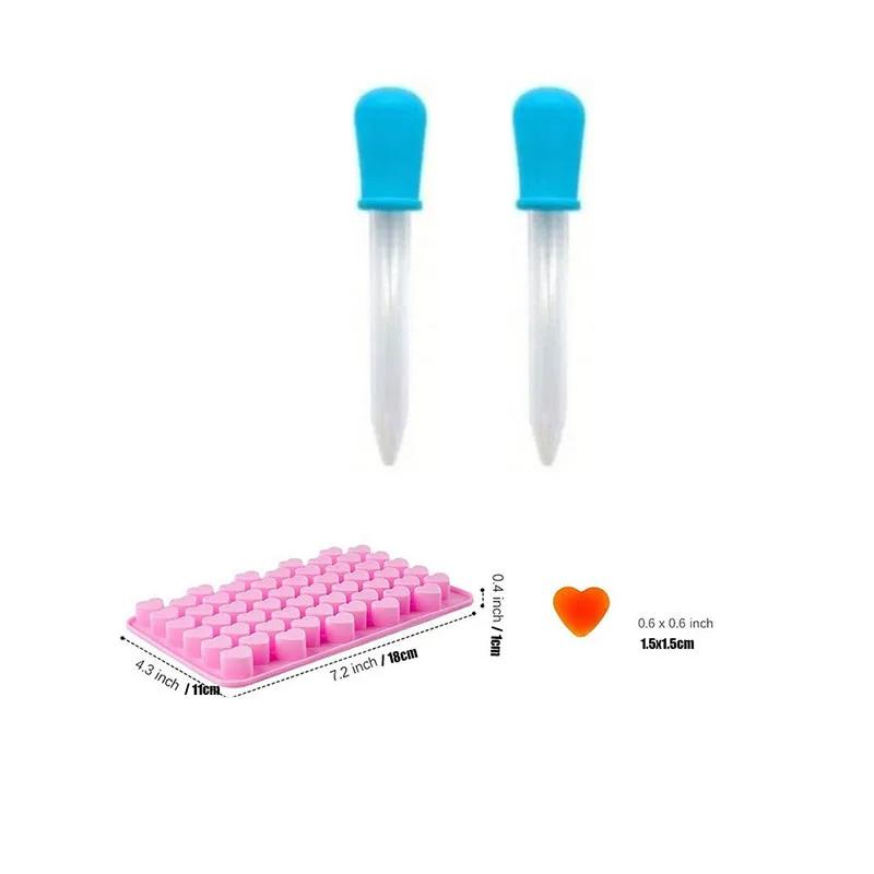 

Silicone Candy Molds with Bear Dinosaur Heart Donut Shapes for Homemade Gummies Chocolates Ice Cubes and Jelly Includes Droppers