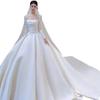 Satin Retro Light Wedding Dress with Small Long Sleeves - 2024 Bridal Collection