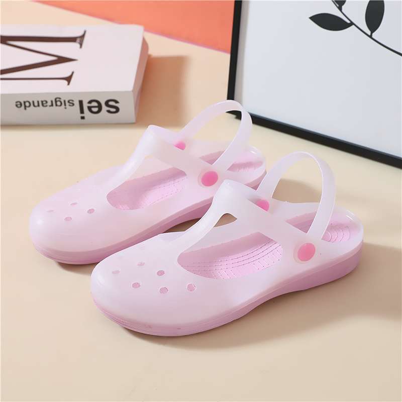 

New printed hole shoes women s cool slippers summer women s jelly shoes women s slippers non-slip women s bag head sandals 41
