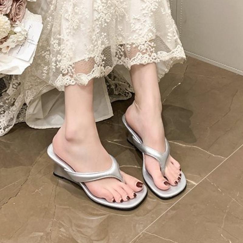 Fashion Brand Wedge Heel Slipper Slides Women Clip Toe Flip Flops Narrow Band Sandals Shoes Casual Female Slipper