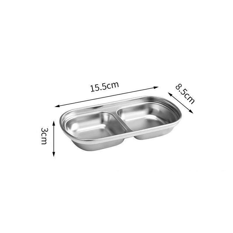 Golden Korean-Style Dual & Triple Compartment Stainless Steel Dipping Sauce Dish