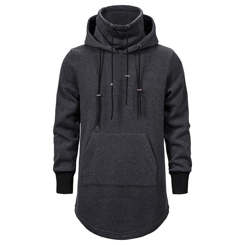 

2025 New Hooded Simple Casual Men s Sweater Loose Windbreaker Mid-length Men s Clothing M темно серый