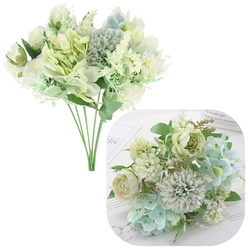 Chrysanthemum Roses Artificial Flower Bouquet for Vase Composition 32 Cm - Green