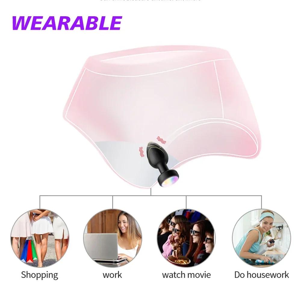 Anal Vibrator Sex Toys For Men Wireless Remote Butt Plug Anal Plug LED Light Male Prostate Massager Vibrating Sex Toys for Women
