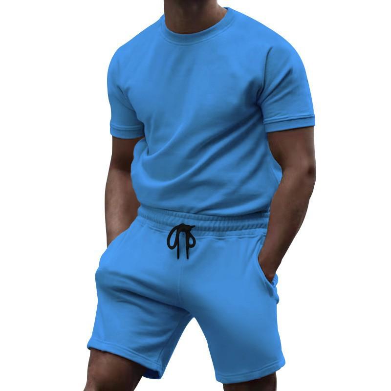 Men's Patchwork Short Sleeve Shirt Shorts Combo