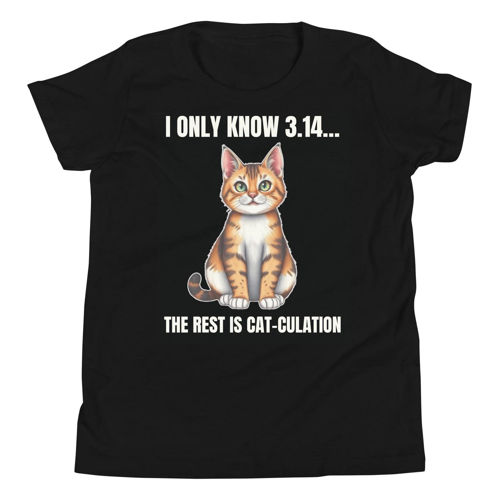 

I Only Know 3.14 Math Teacher Students Kids Cat Lover Youth T-Shirt 140