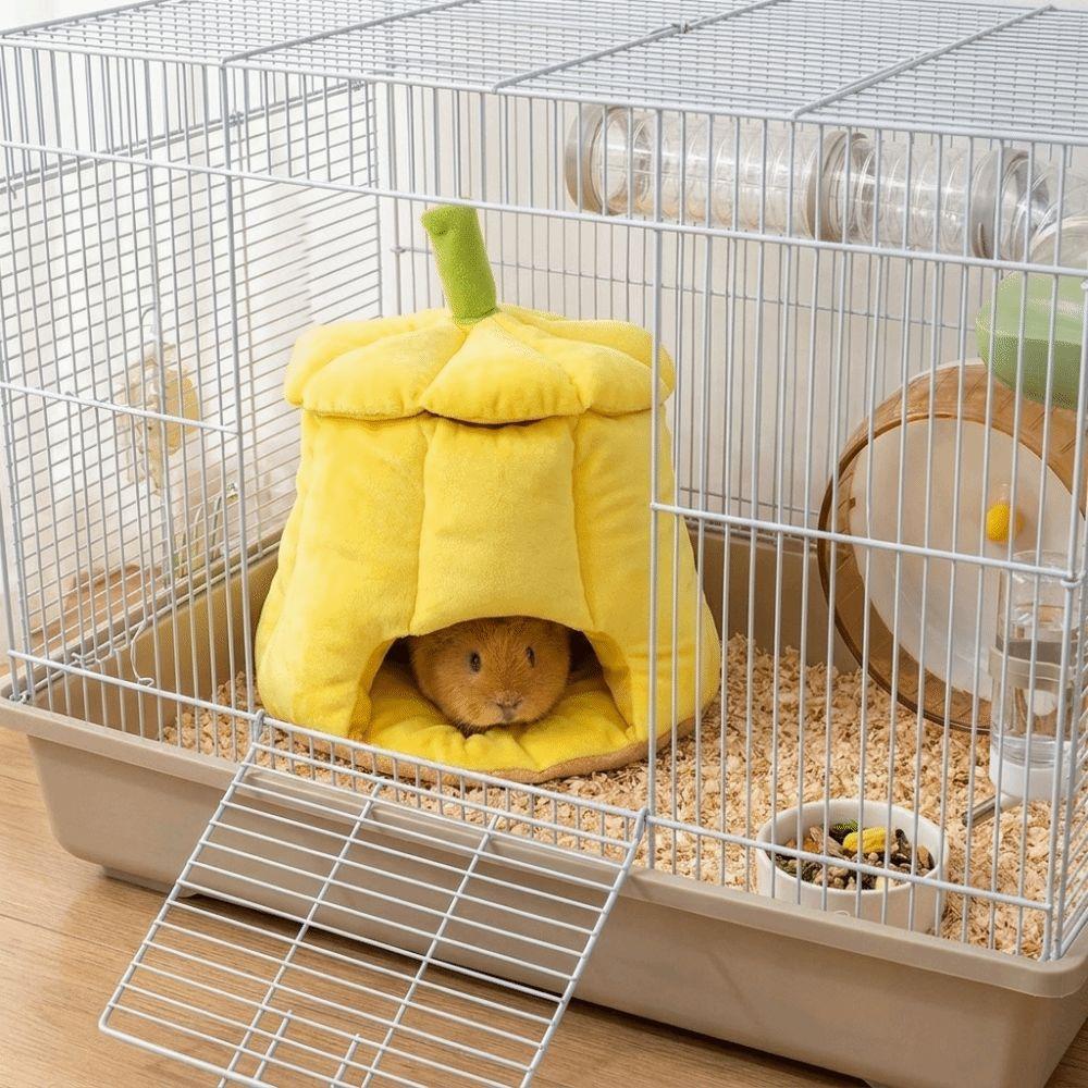 Semi-Enclosed Hamster Sleeping Cave Windproof Guinea Pig Hideout Bed  Cage Accessories