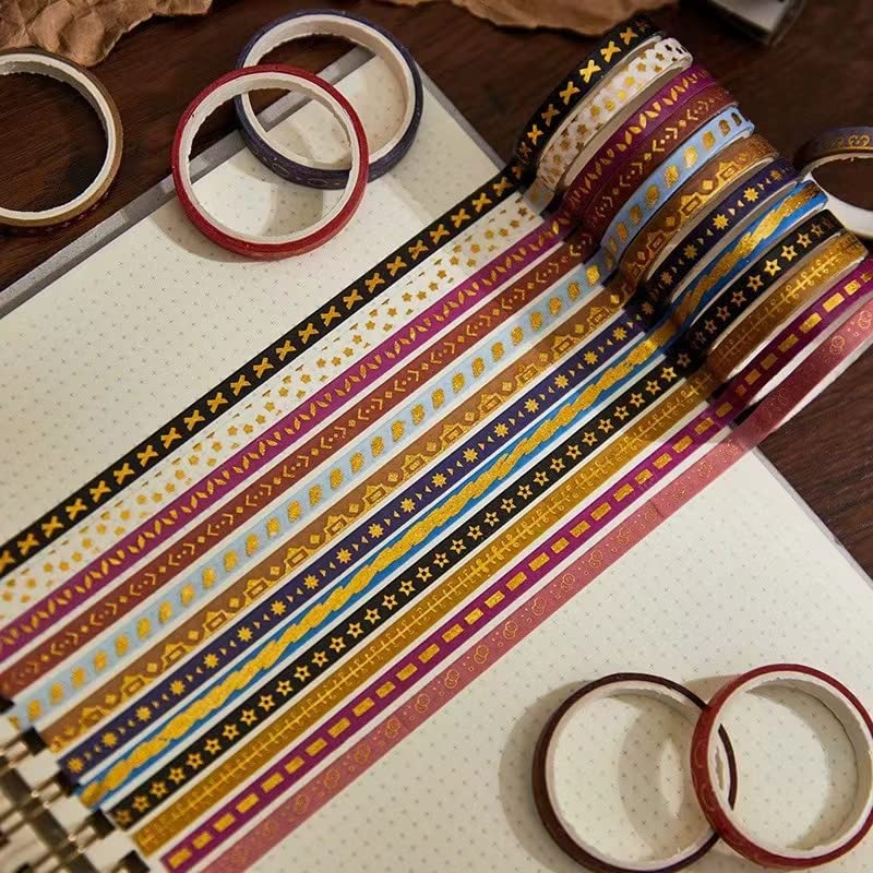 YUBX Masking Set of Thin Washi Tape with Basic Patterns for DIY Gift and Gift Decorations Tape, 20, Crafts, Journals, Planners, Scrapbooks, Wrapping,