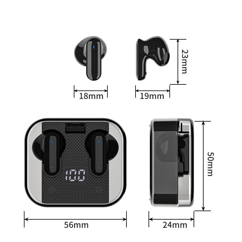 Noise Vaorlo Earphones Cancel Wireless Led Digital Display Headphone Mini Inear Headset With Hd Microphone For All Smartphones