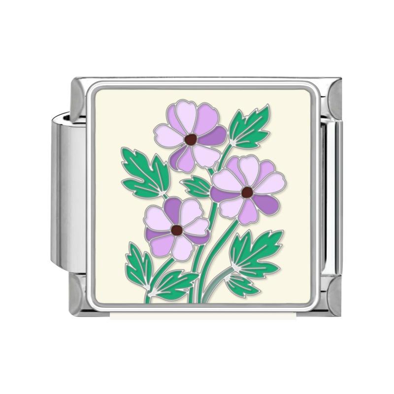 New Stainless Steel Italian Modular Charm Bracelet Diy Interchangeable Flower Pattern Charms Fashion Jewelry Women Daily Wear