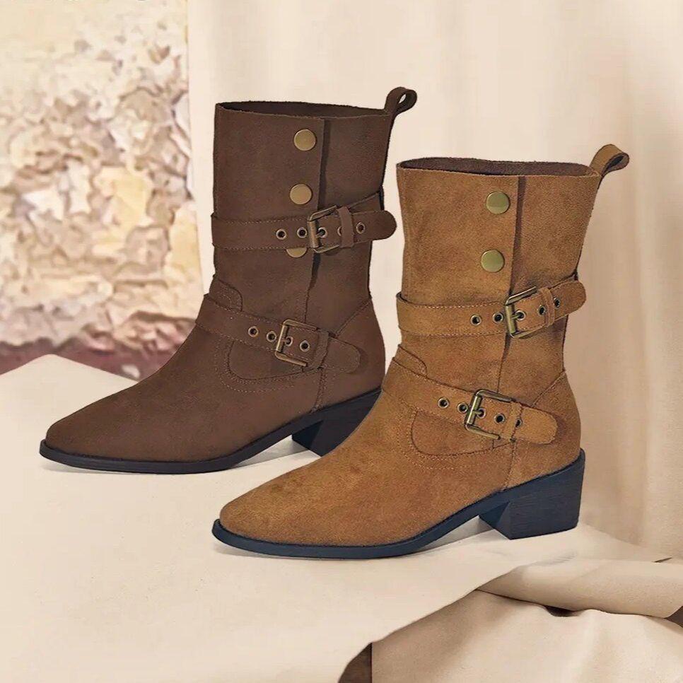 Women's Retro Western Ankle & Mid-Calf Cowboy Boots - New Winter 2025, Brown Coffee