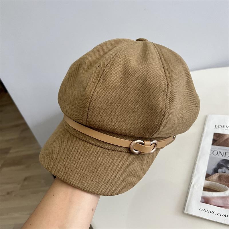 

Восьмисимвольная пряжка ремня шерстяная кепка-звезда женская осенне-зимняя теплая ретро кепка газетчика M（56-58cm） хаки