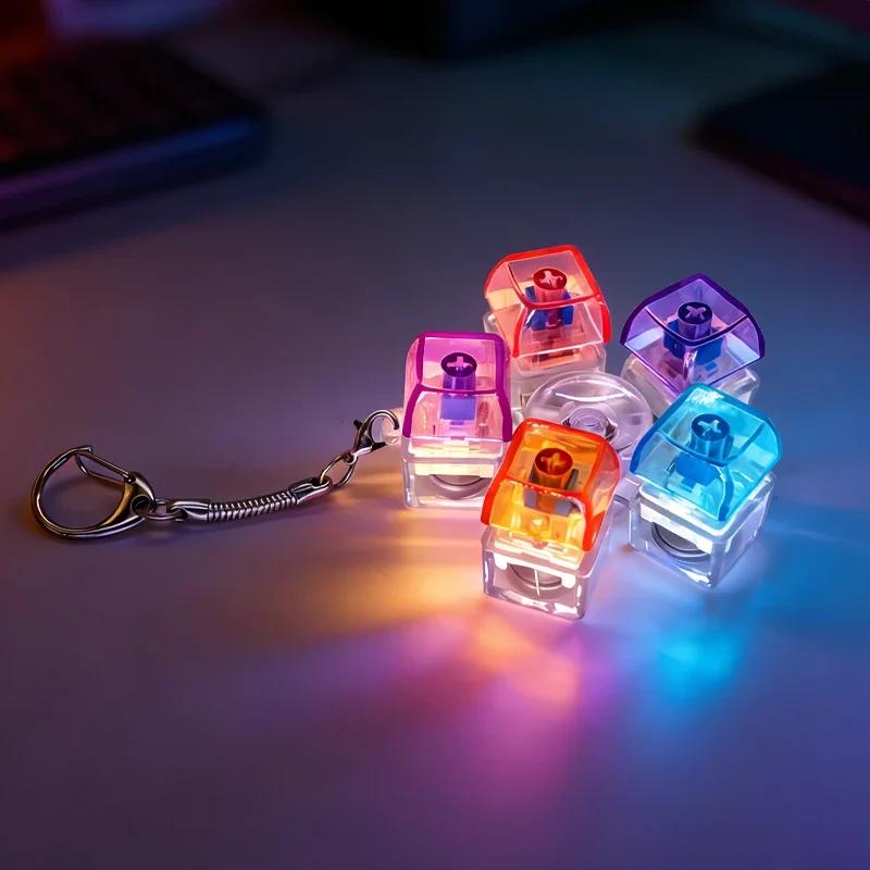 LED Keyboard Keychain Fidget Toys Crystal Clicker Sensory Toy for Stress Relief Keyboard Keychain Fidget Gadget for Adults Amagi