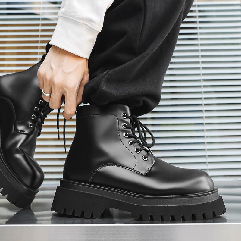 Fashion New autumn winter men's leather shoes Retro and high-quality minimalist styles business and work Daily office Thick soled boots