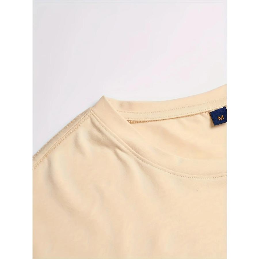 Men's Summer Casual Loose Size 100% Cotton Tees Black Print Round Neck Short Sleeve T-shirt Top