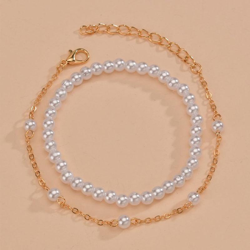 Imitation Pearl Bracelet Set for Women - Two-Piece 4mm Design