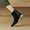 Fashion New Autumn Winter Sheep Suede Women Boots Fashion Rhinestone Chunky Heels Pointed Toe Knight Boots for Women Short Boots Women