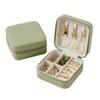 Portable Design Portable Jewelry Box Button Leather Leather Storage Box  Earrings Storage