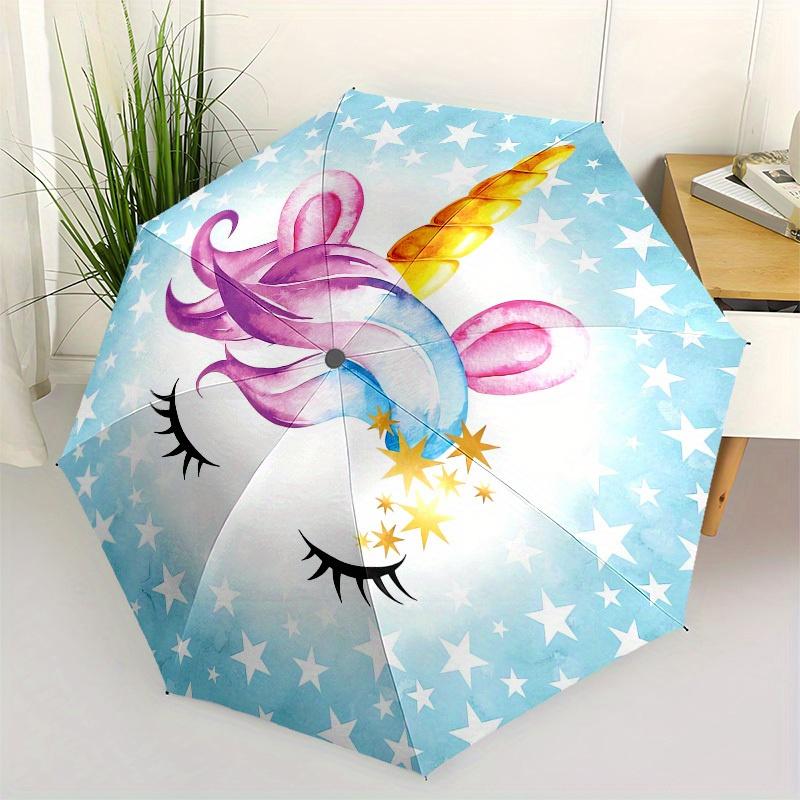 1pc Unicorn Stars Fantasy Artwork Umbrella with Plastic Handle,Suitable for All Seasons Home Travel Outdoor UmbrellaM1206
