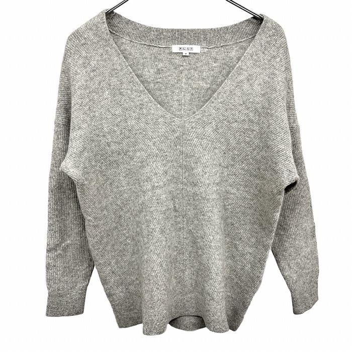 [Used] [Impression A] PLST Plaste Knit Sweater Pullover Center Seam V-Neck Plain Long Sleeve Wool x Cashmere M Heather Gray Women s