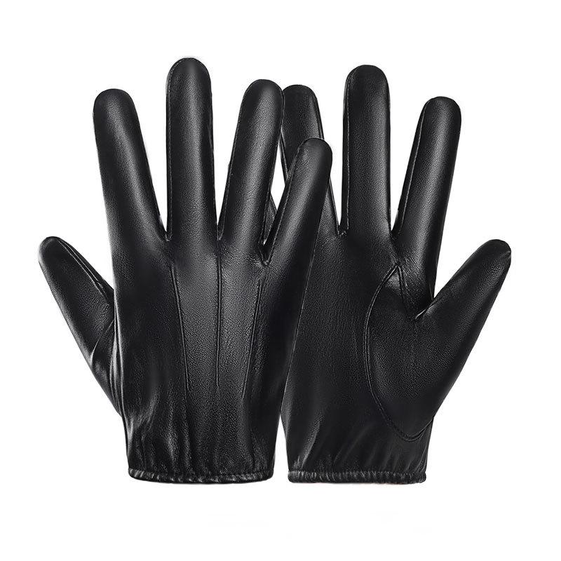 

PU Leather Men s Gloves Wind Resistant Warm Outdoor Cycling Motorcycle Touch Screen Sweat Absorbing Breathable One size fits all чорний