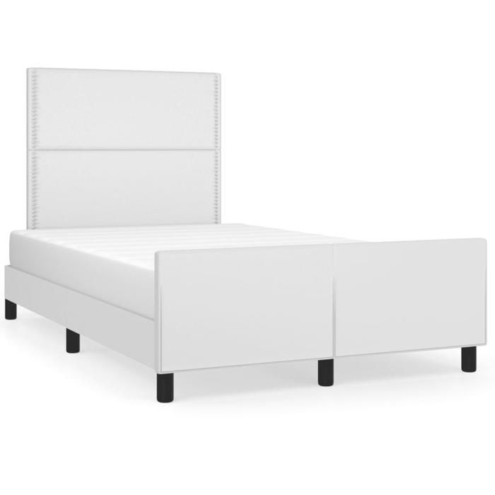 VidaXL Cadre de Lit avec Tête de Lit, Lit Rembourré, Lit Double, Lit Adulte de Chambre à Coucher Intérieur, Moderne, Blanc 3270555