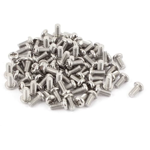 uxcell Pan Head Machine Screws, M3 X 6mm, Pack of 60, 304 Stainless Steel, Cross Recessed, for Appliance Repair, Woodworking, Industrial, and Automoti