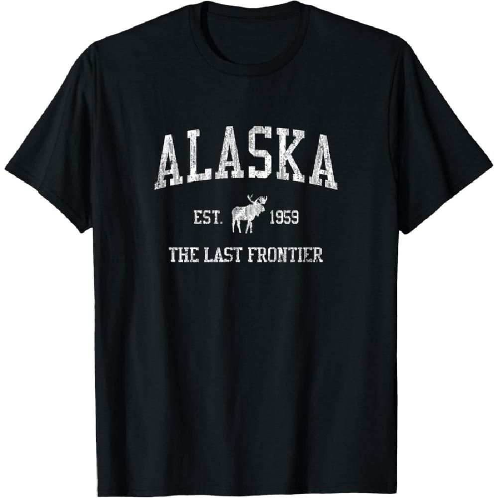 

Alaska T-Shirt Vintage Sports Design Alaskan Moose Tee T-Shirt S