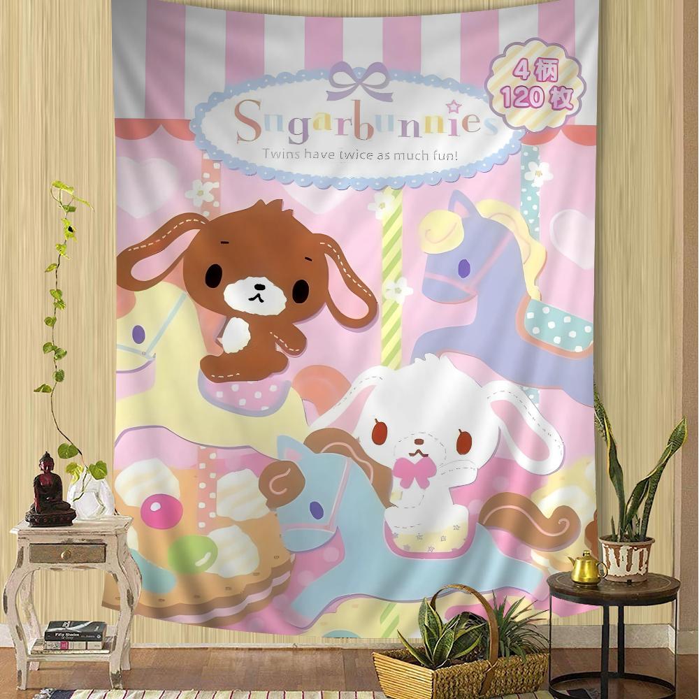 Sugarbunnies Anime Kawaii Cartoon Tapestry Bohemian Wall Hanging Sheets for Room Decor Bedroom Living Room Dorm Wall Art