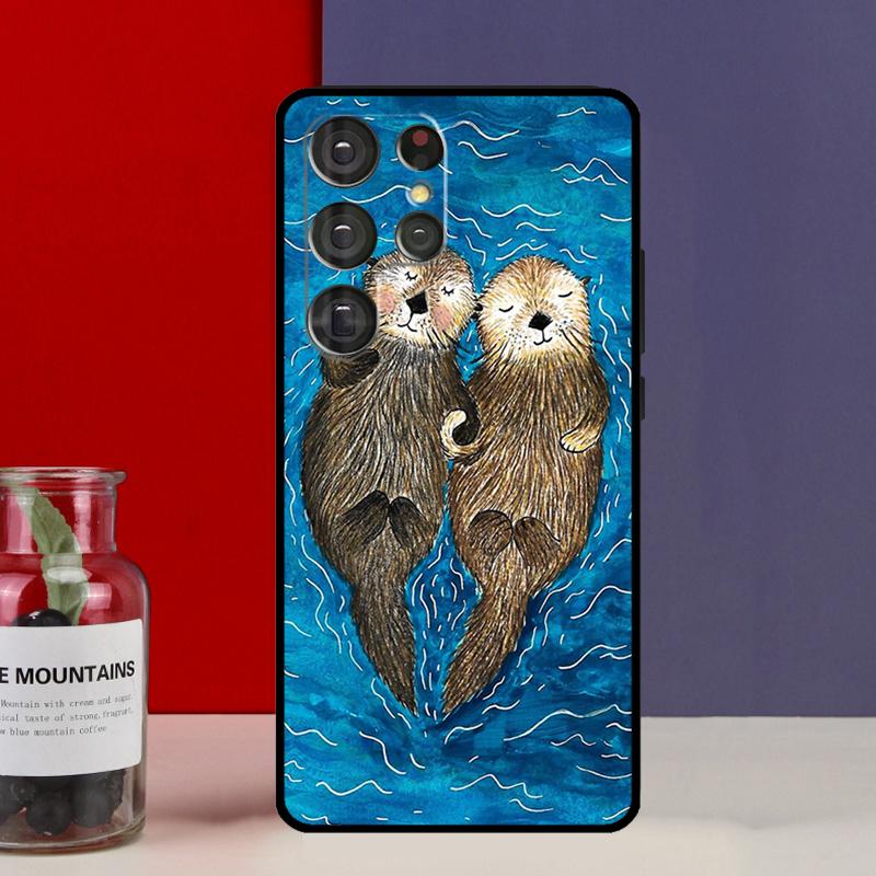 Cute cartoon otter Funda Case For Samsung Galaxy S25 Ultra S9 S10 S20 S22 Plus S21 FE S23 S24 Ultra Phone Cover