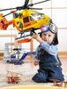Children's Pull Back Police & Fire Rescue Helicopter Toy with Rotating Propeller - Simulation Model for Boys