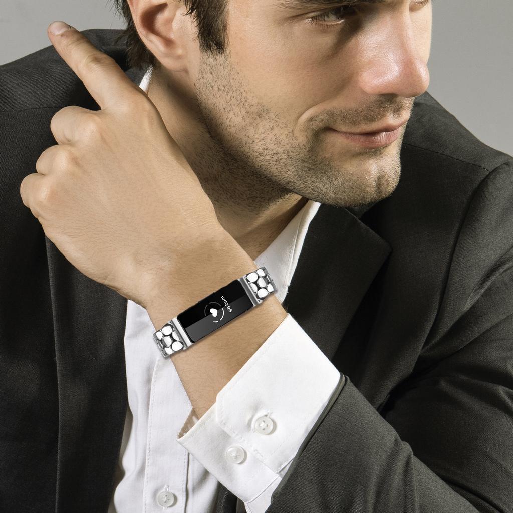 Metall-Uhrenarmband für Fitbit Inspire HR/Inspire 2/Inspire Perlenform Edelstahl Silbernes Armband