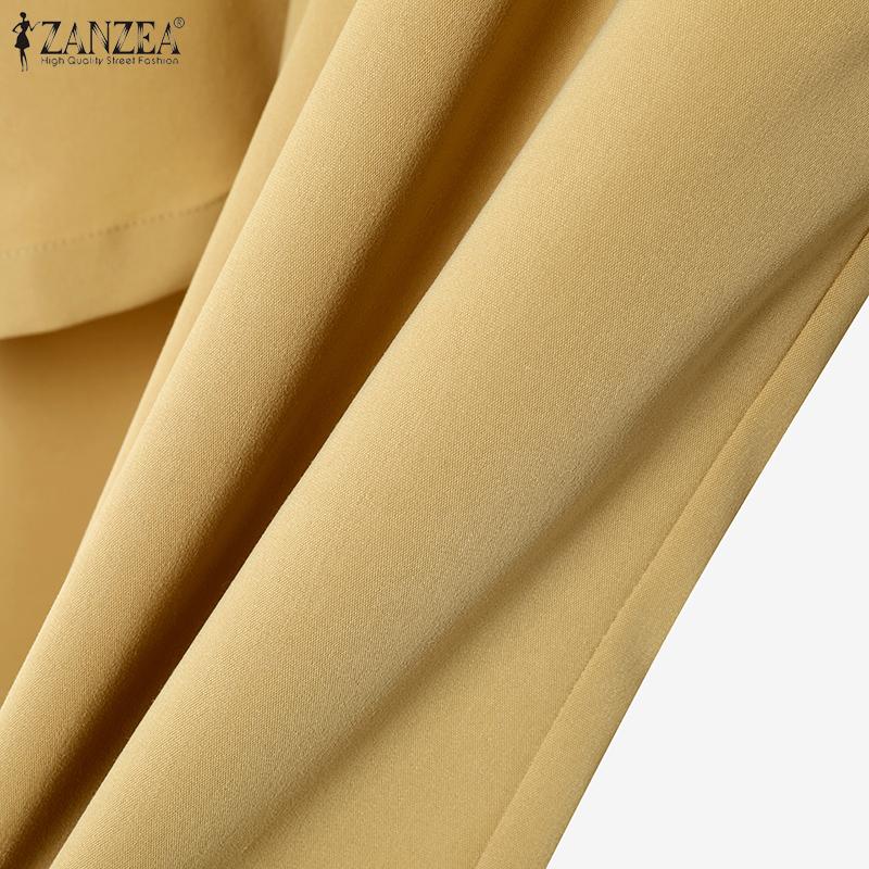 ZANZEA Women Short Sleeve Blouse and Pants Summer Two Piece Suit Sets