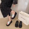Black Platform Slippers Women's Summer Wear Fashion 2025 New Small Man To Increase the Sense of Advanced French Beautiful Cool Slippers